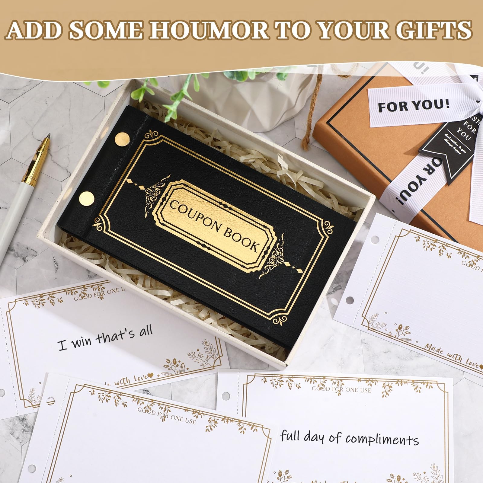 Classic Leather Blank Coupon Book 30 DIY Coupons, Valentines Day Gifts for Hi…