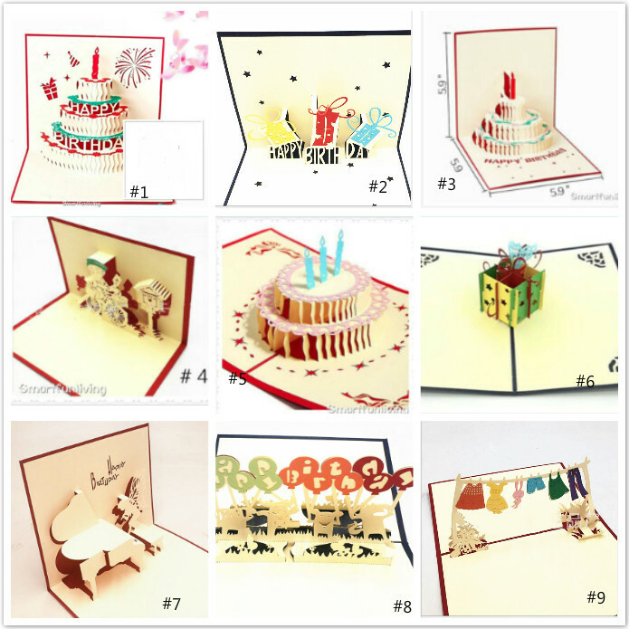 3D Pop up Greeting Happy Birthday Cards Anniversary Wedding Card Postcard Gift