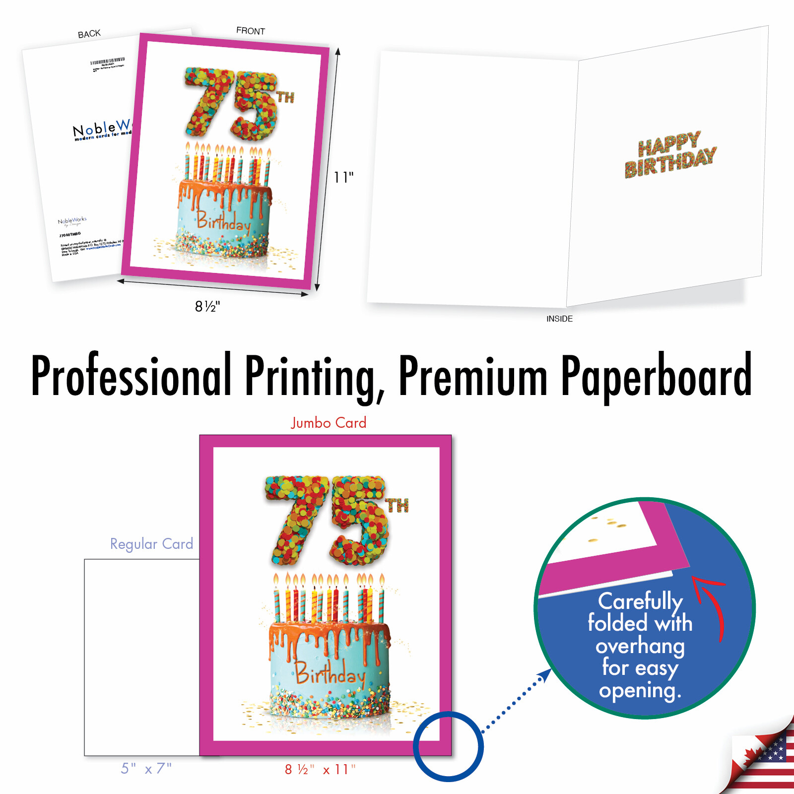 75th Birthday Card (8.5 x 11 Inch) – Milestone J7060TMBG