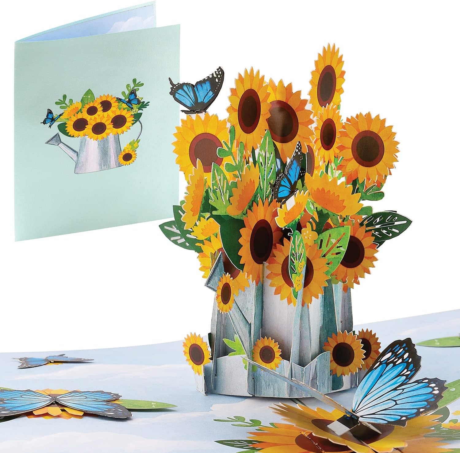 Sunflower Pop up Card – 5×7 Inch flower bouquet 3D Featuring Watering Can Gift