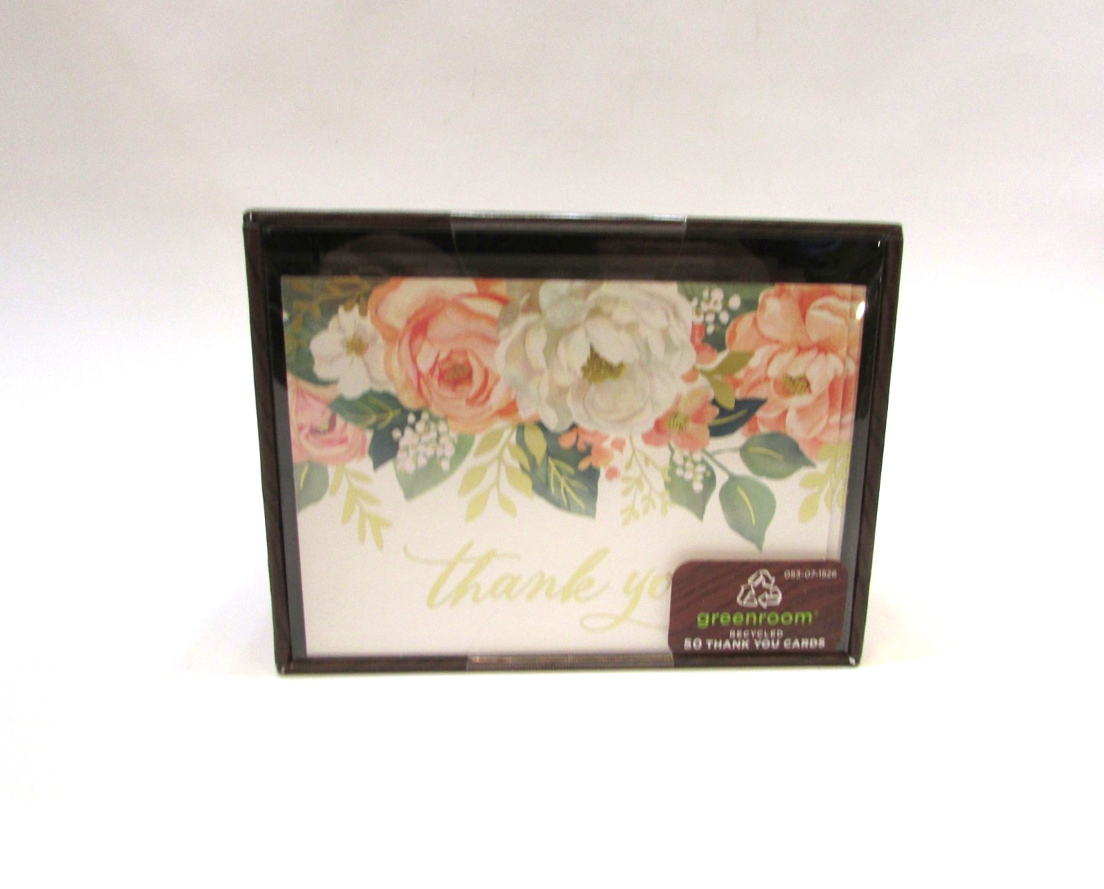 New 2022 Box 50 Greenroom Brand Made w Recycled Paper Floral Thank You Cards