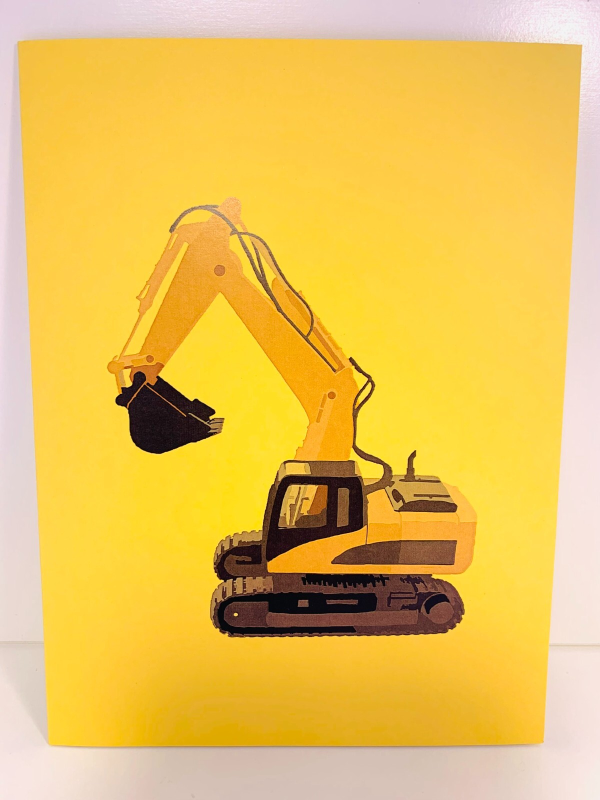 ORIGAMI POP CARDS Excavator Crane Truck 3D Pop Up Greeting Card Happy Birthday