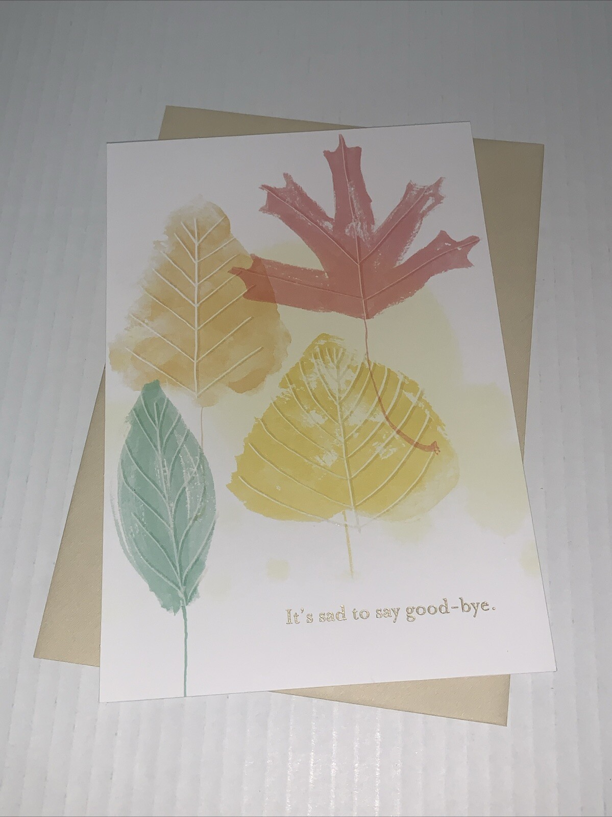Hallmark Sympathy Card: Falling Leaves Sad To Day Goodbye Comfort Grieve Loss
