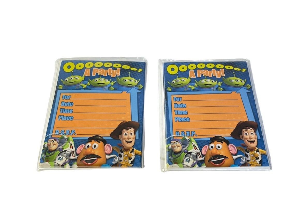 Lot of 2 Packs of 8 Hallmark Toy Story Party Invitations Oooooooo! A Party! NEW
