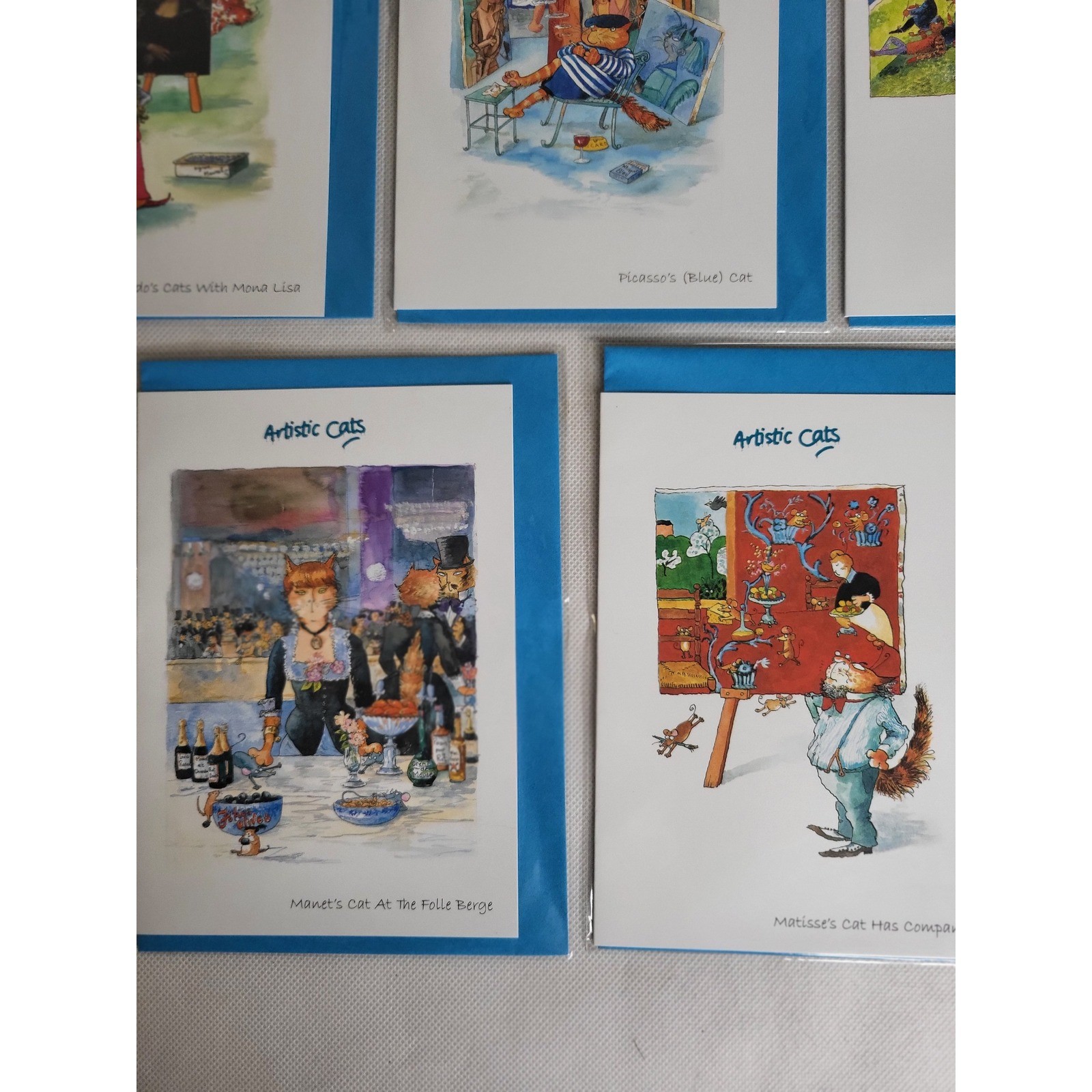 Artistic Cats Blank Note Cards Set of 10 Famous Art Parody Stationery OS