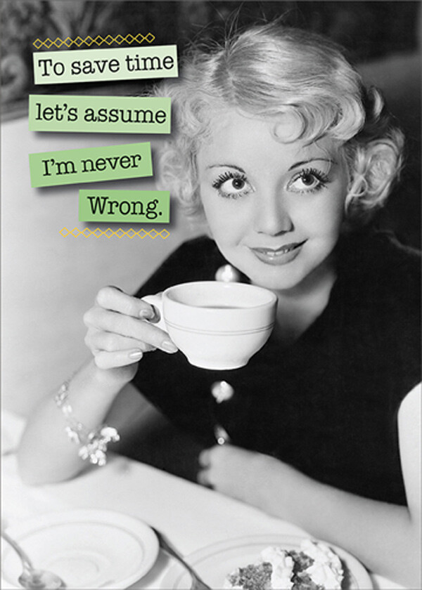 Save Time Woman with Coffee Cup Funny Feminine Birthday Card for Her Woman