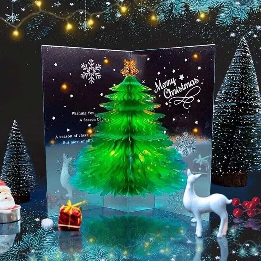 Christmas Tree 3D PopUp Card Xmas Sparkling Holiday Greeting Card Gifts New Year