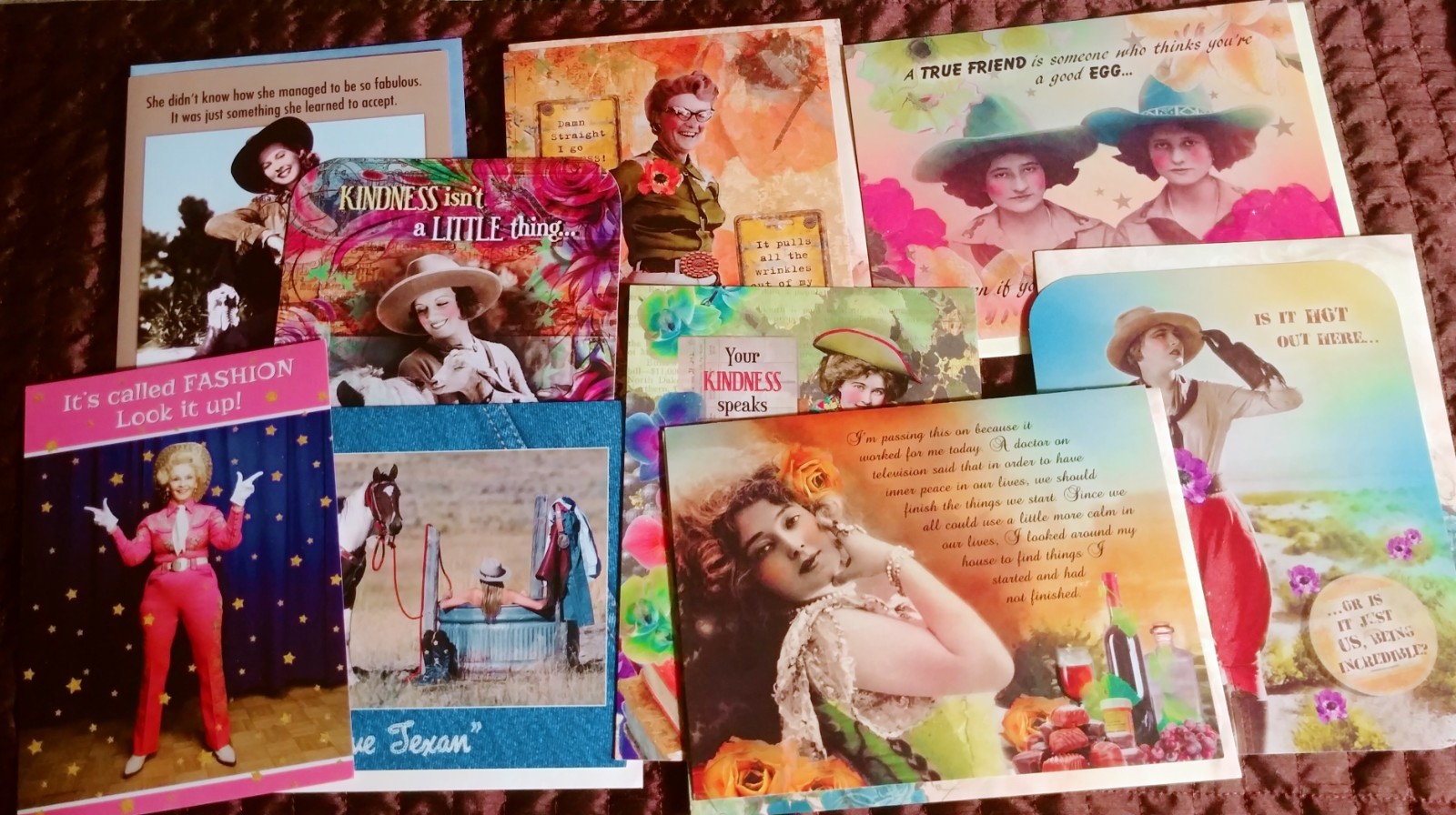 “Western Women No Fear”, (7) Leanin Tree Occassion Cards, New With (7) Envelopes