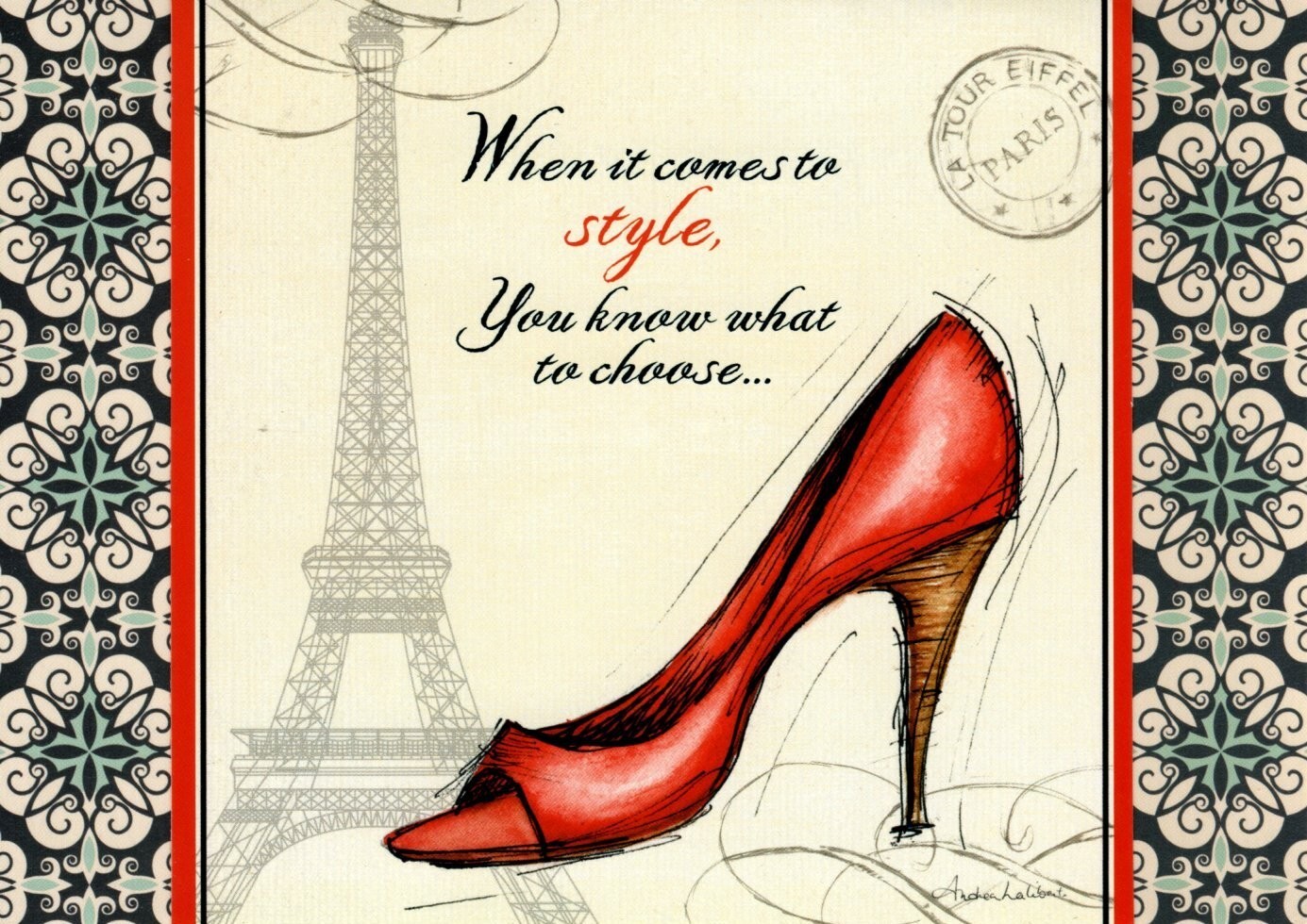 Happy Birthday Paris Style Red Shoes Walking With Heavenly Grace Christian Card