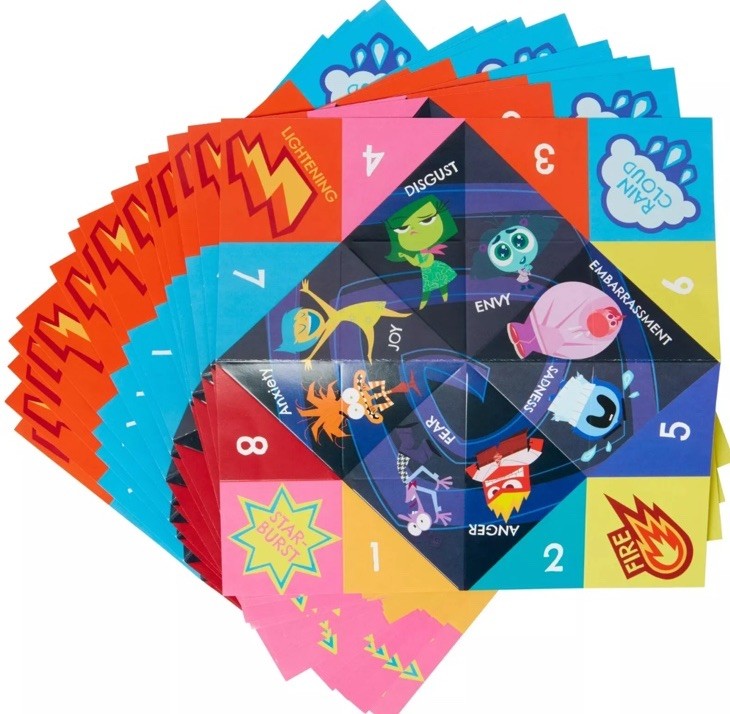Inside Out 2 Valentine Exchange Cards Multi-colored Fortune Teller Activity 16pc