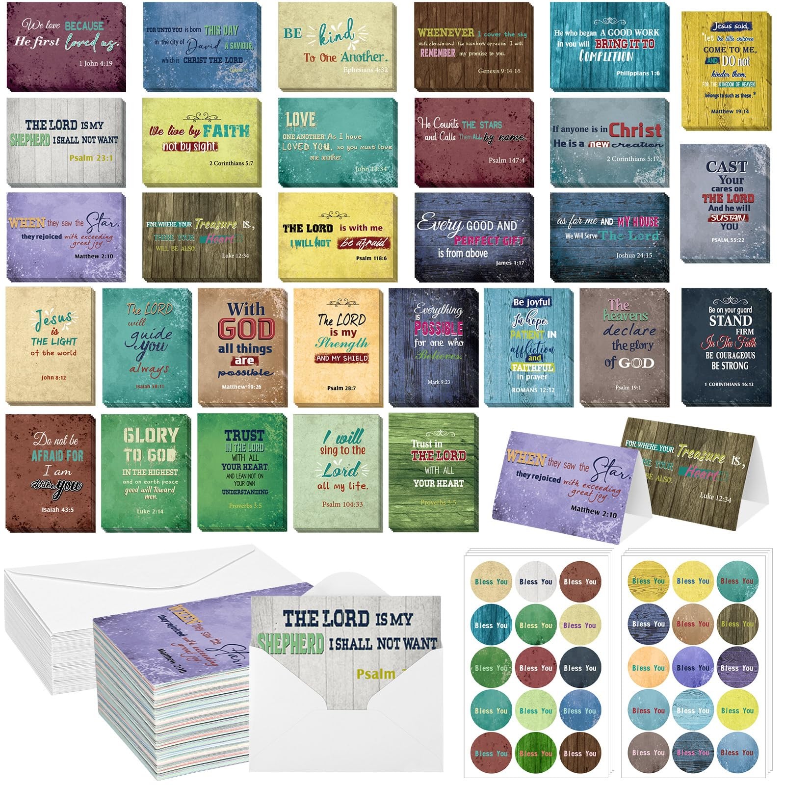 120 Set Inspirational Christian Greeting Cards Bulk with Envelopes Scripture,…