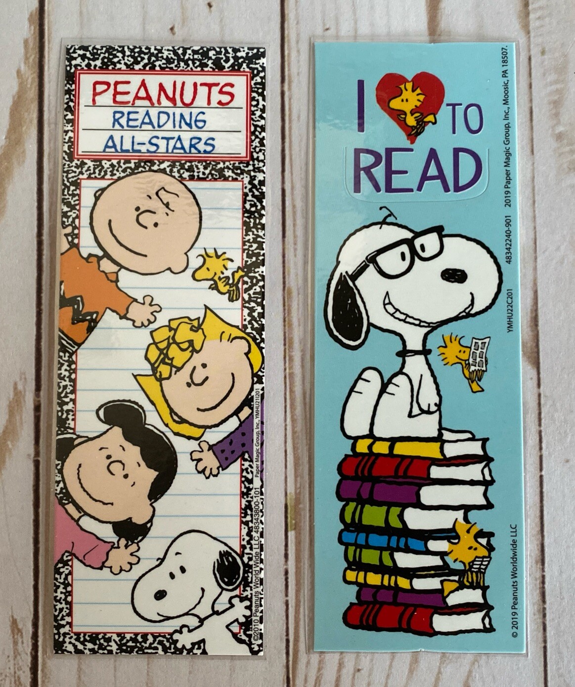 Set Of 2 Snoopy + Woodstock Laminated Bookmarks Love To Read + This Is My Space
