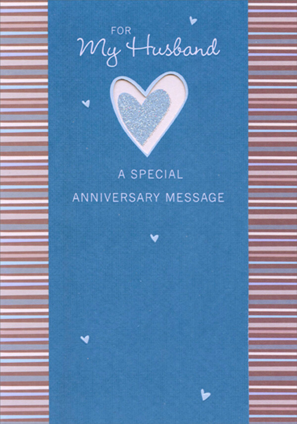 Glitter Heart Inside Die Cut Heart Shaped Window Anniversary Card for Husband