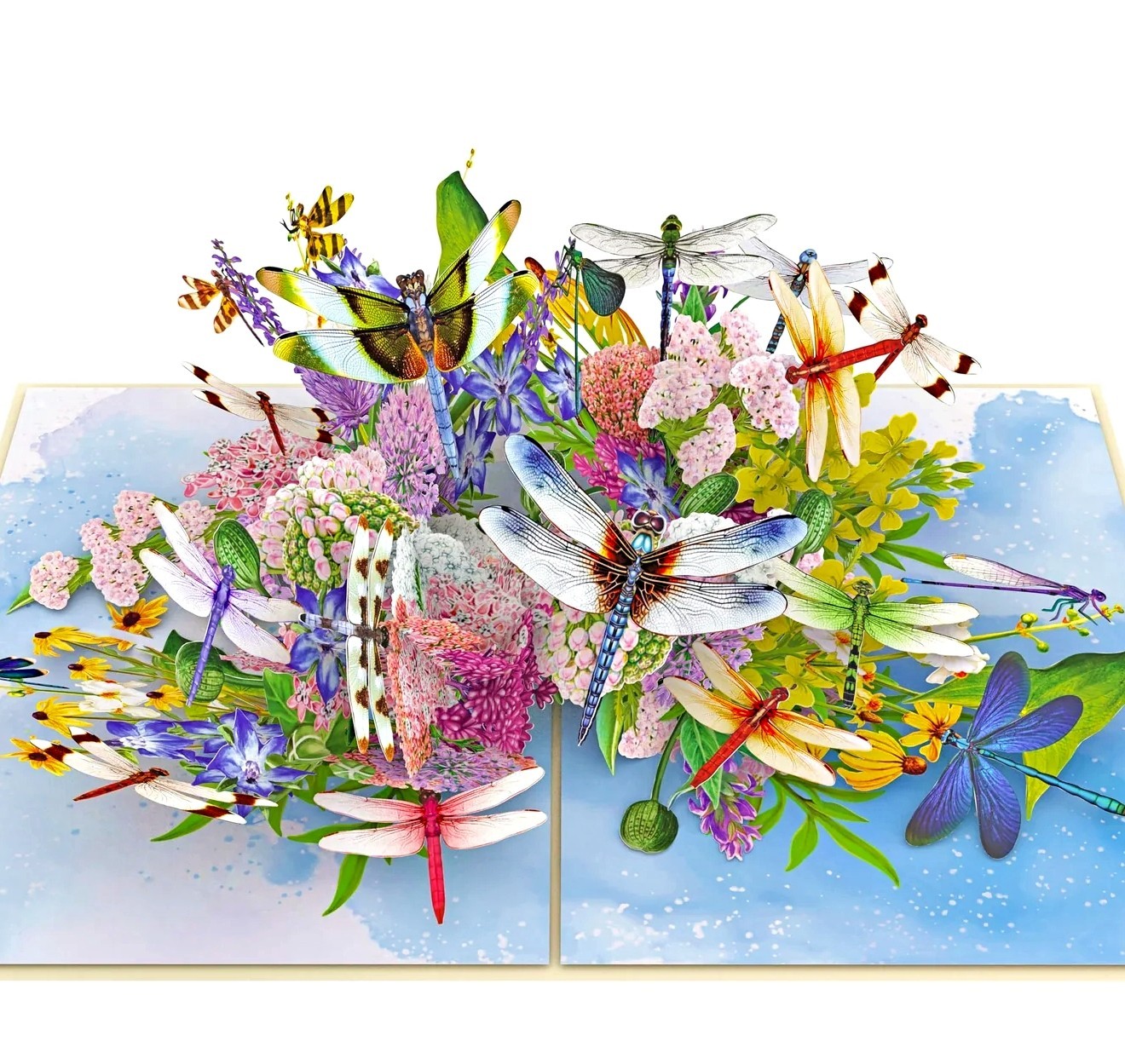 3D Pop Up Greeting Card Dragonfly Flower Floral Birthday Mom Mother’s Day Summer