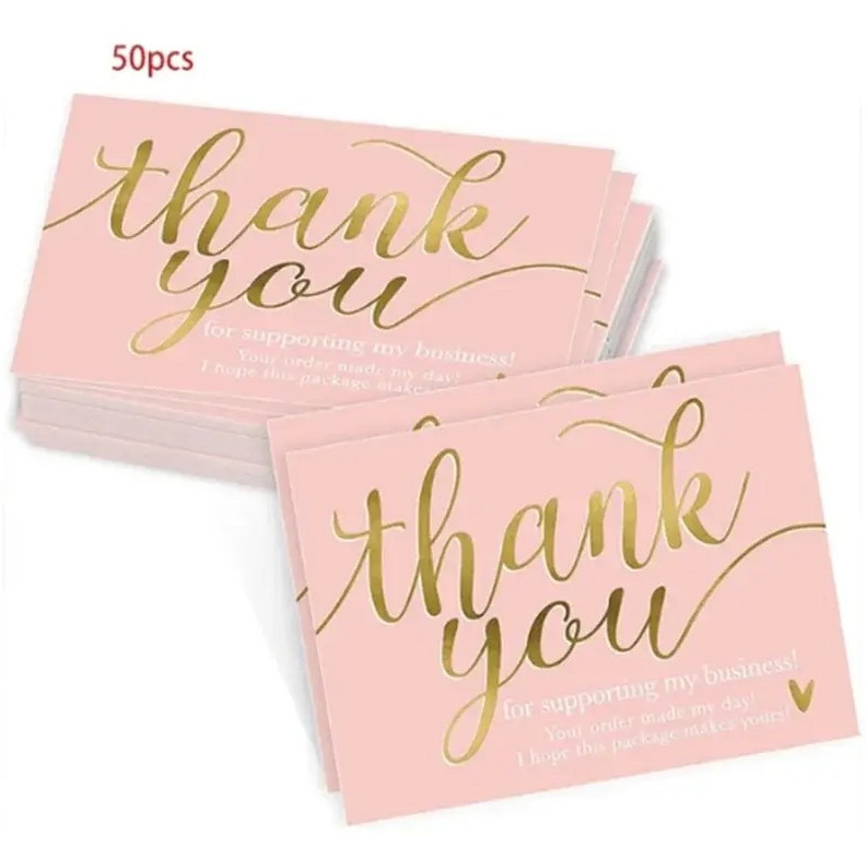 50pcs Thank You Cards Small Business Packaging Insert Cards Handmade With Love