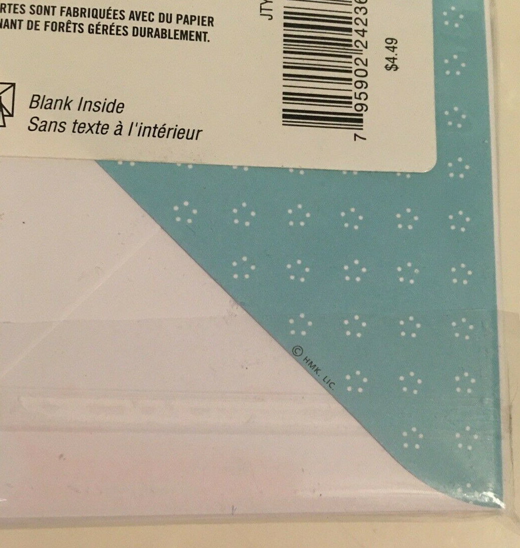 Hallmark Thank You Notes & Envelopes Pack Of 12 Teal White Blank Inside NEW