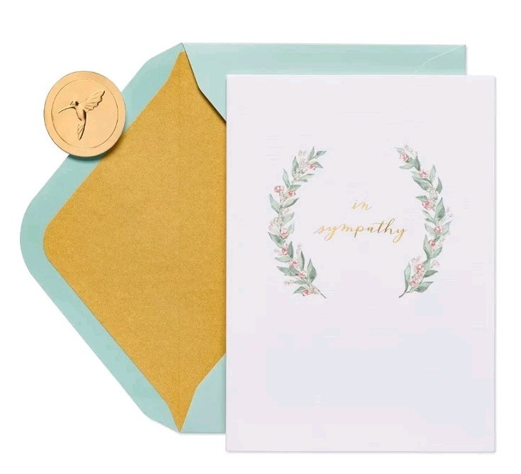 Papyrus Sympathy Card “wishes of peace and comfort”
