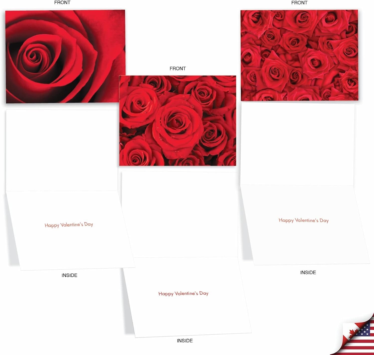 Floral Valentine Greeting Cards 10 Pack with Envelopes for Special Occasions