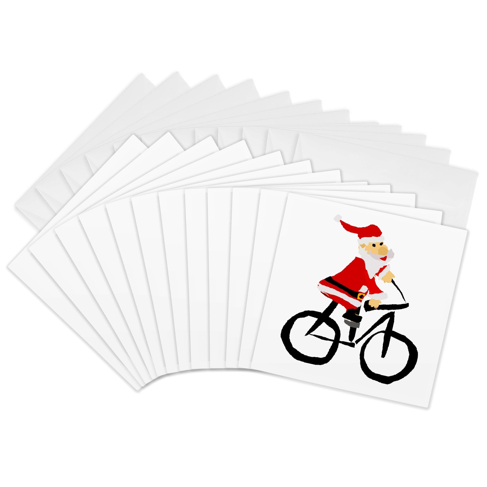 Funny Santa Claus Riding a Bicycle Christmas Greeting Cards 6 x 6inchesset of 12