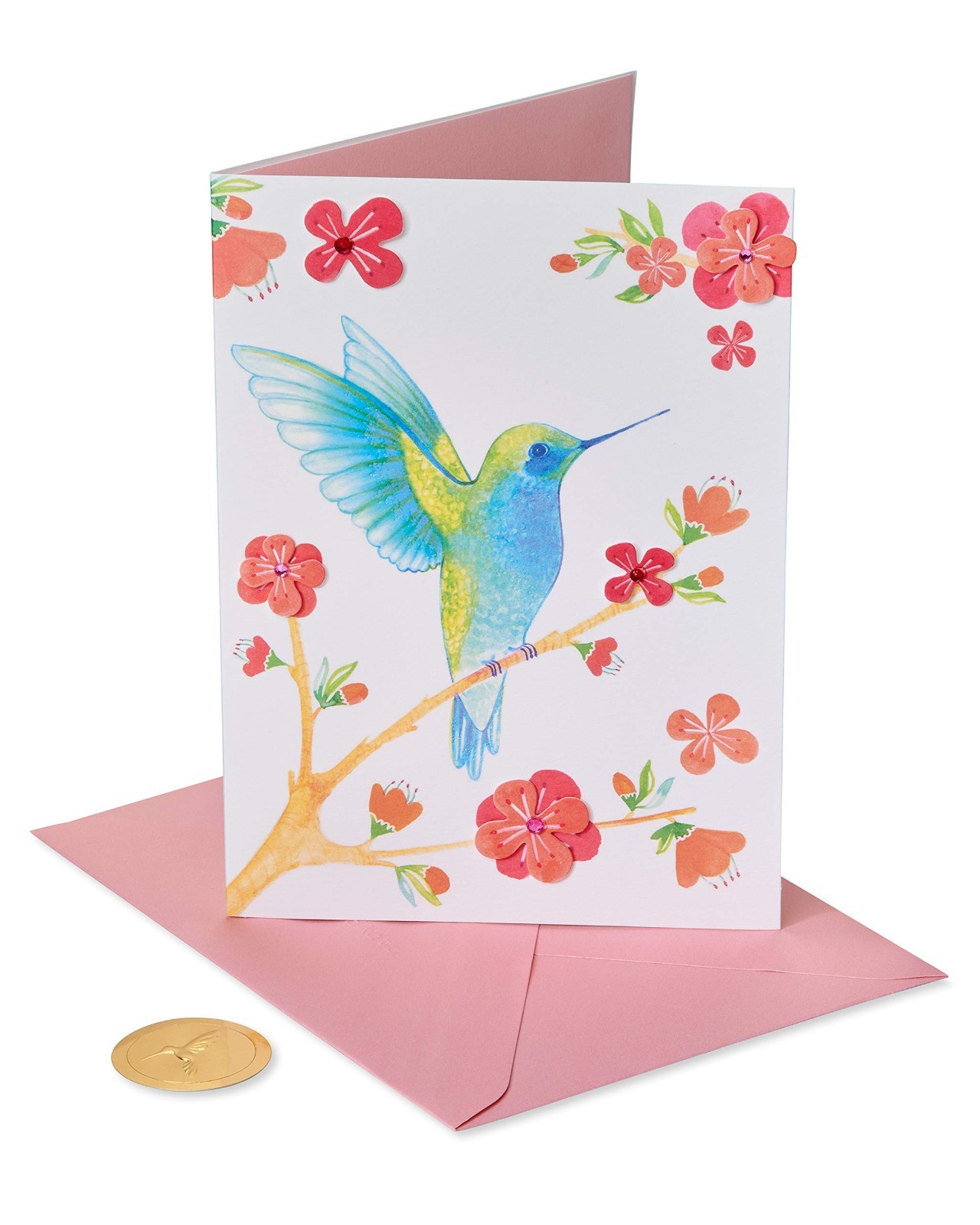 Papyrus Blank Card Humming Bird With Flowers 🌺 Multipurpose