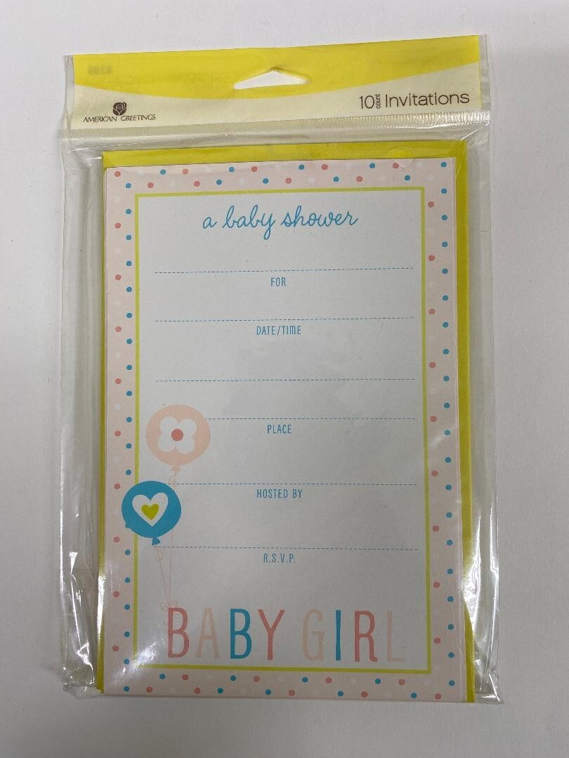 1 Pack of 10 American Greetings Girl’s Baby Shower Invitations *NEW*
