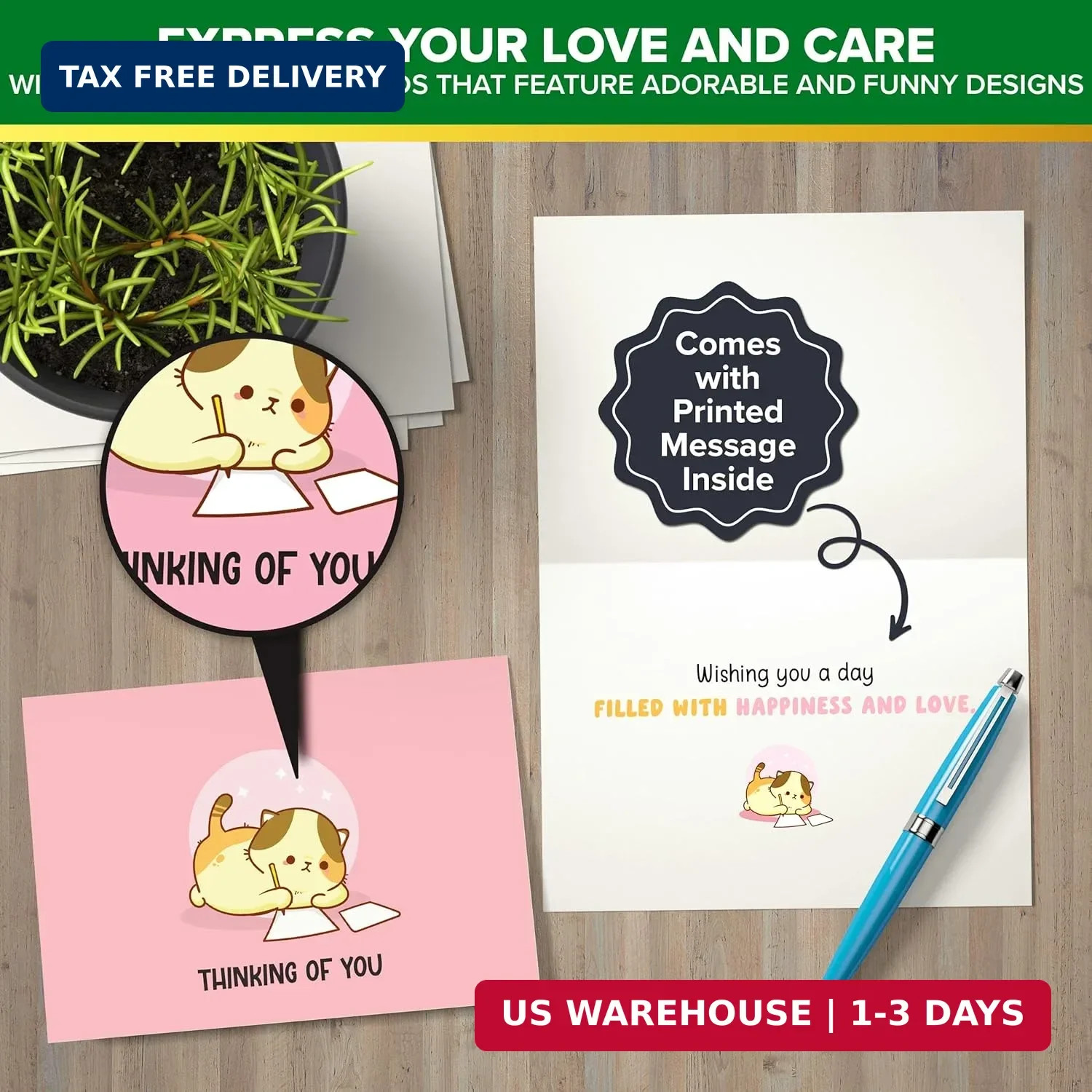 Decorably 24 Pack Assorted 6x4in Funny Thinking of You Cards with Envelopes and