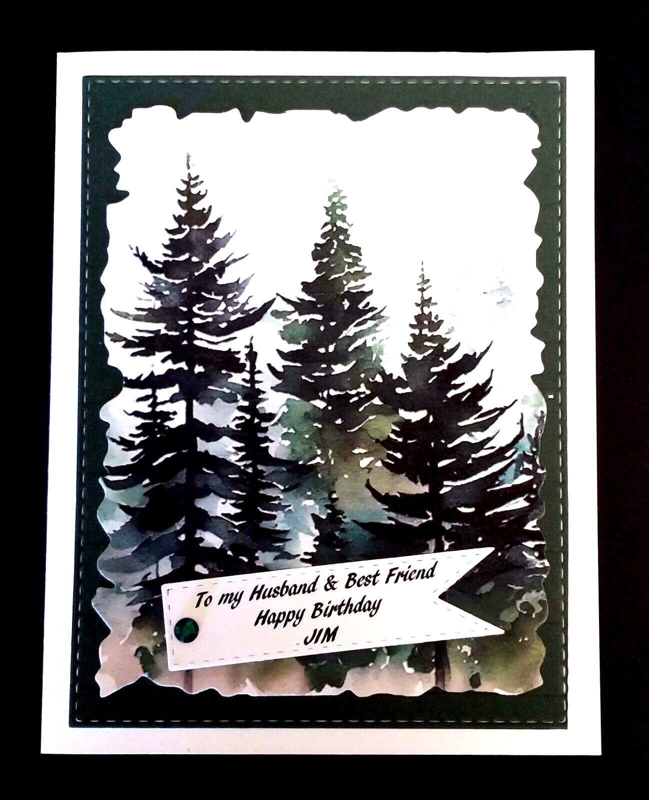 Personalized Birthday Card Handmade for Husband Forest Theme with Verse Inside