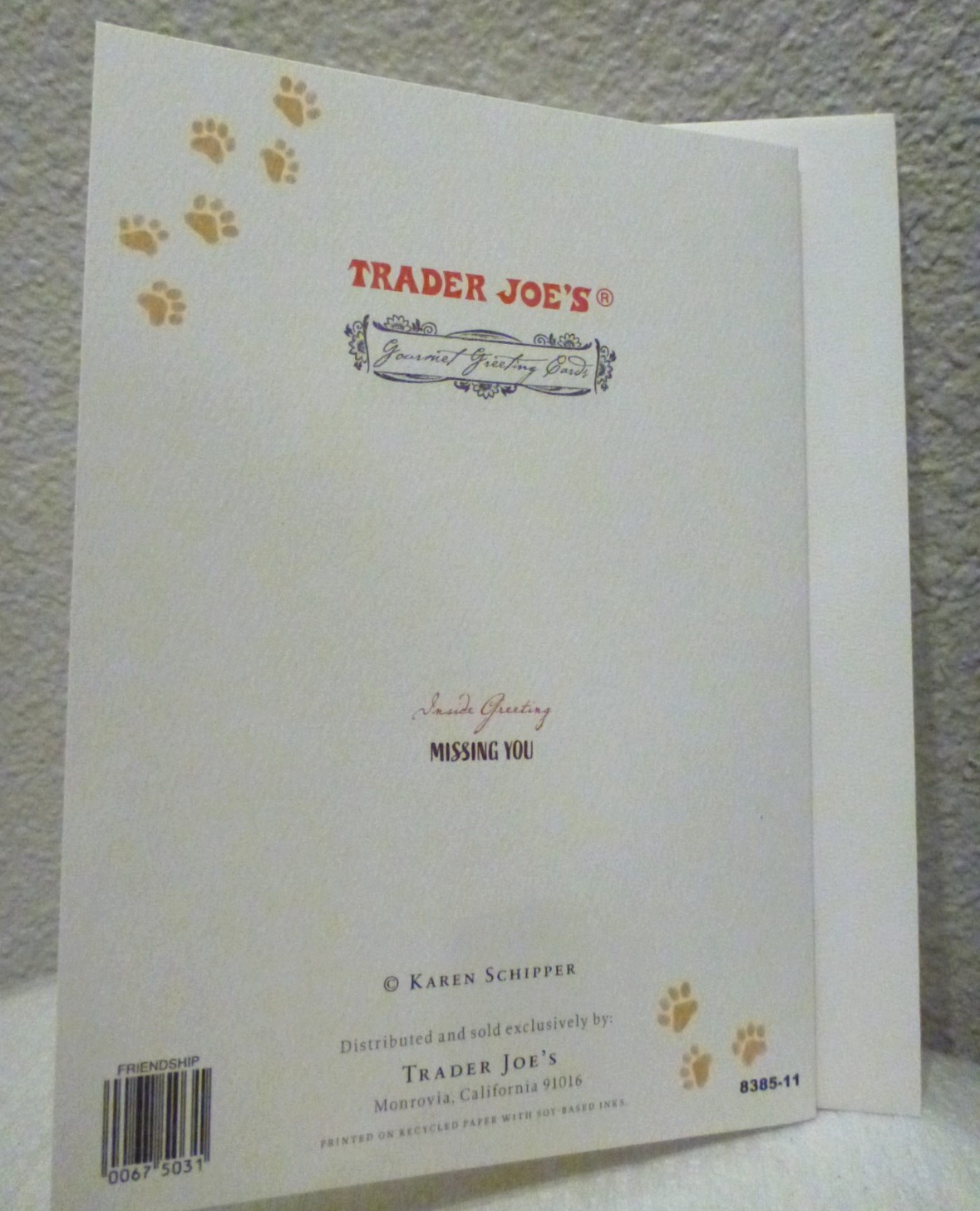 Trader Joe’s Get Well Card -Dog with Letter