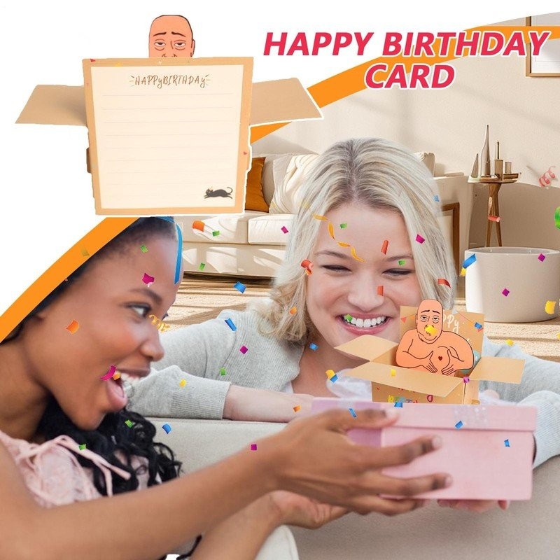 Funny Happy Birthday Pop Up 3D Card Funny Paper Craft Ornament For Home HolidaJQ