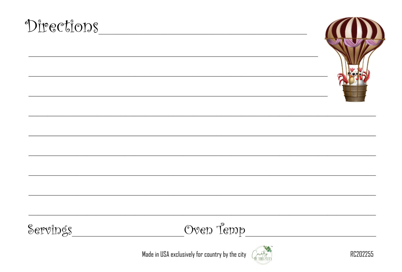 Funny Farm 4×6 Recipe Card, Rooster, Chicken, Birthdays, Housewarming Gift