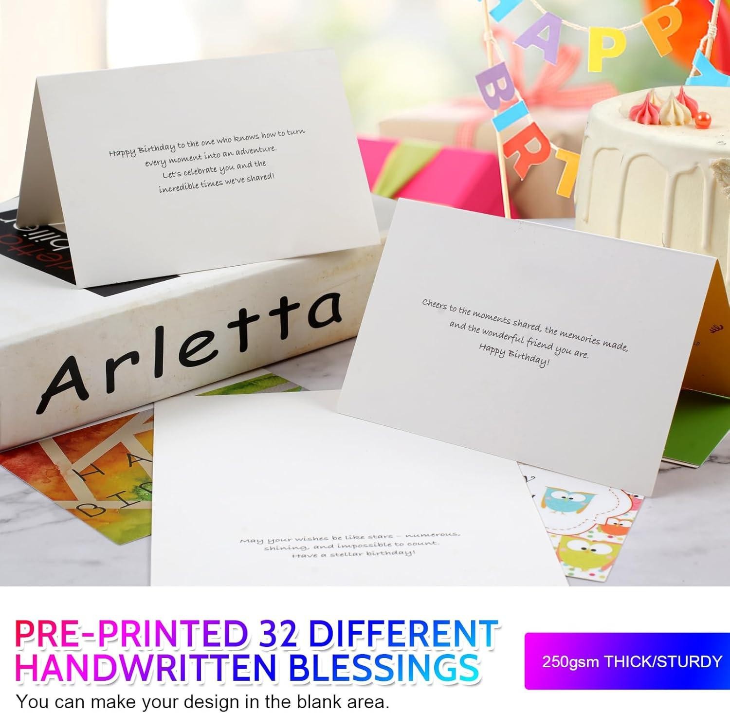 Joyberg 32 Pcs Happy Birthday Cards Bulk with Envelopes, 4×6 Assorted Birthday C