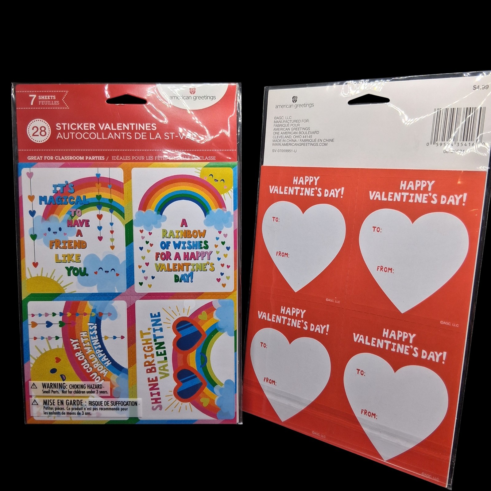 Sticker Card Valentines Pack Of 28 Classroom Valentine’s Day Party Boys & Girls
