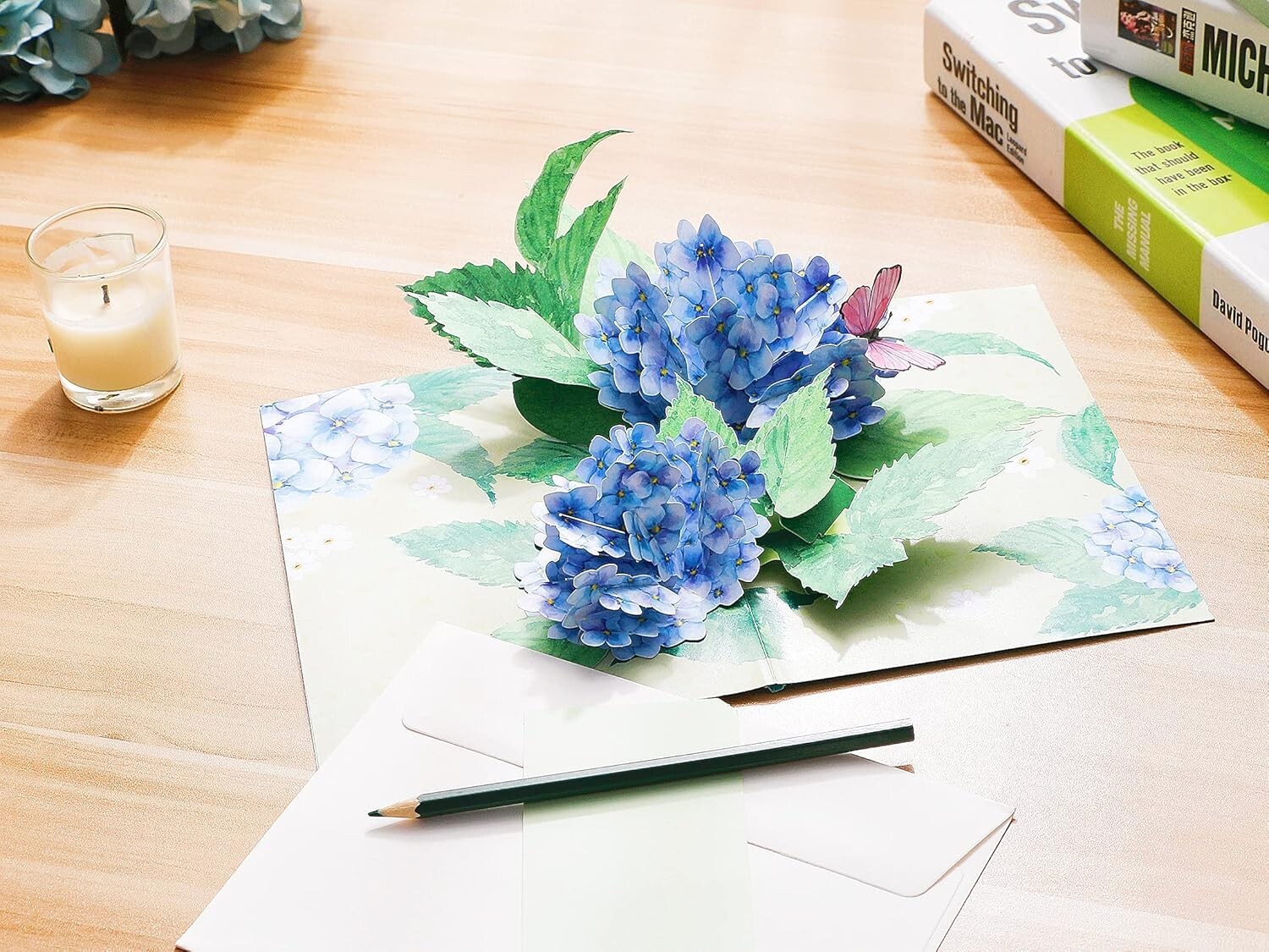 Liif Beautiful Hydrangea Blossoms Butterfly 3D Greeting Pop Up Card