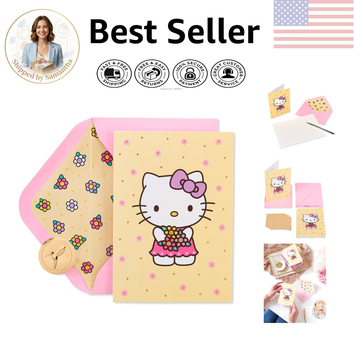 Delightful Hello Kitty Greeting Cards with Envelopes – 12-Count Gift-Ready Set