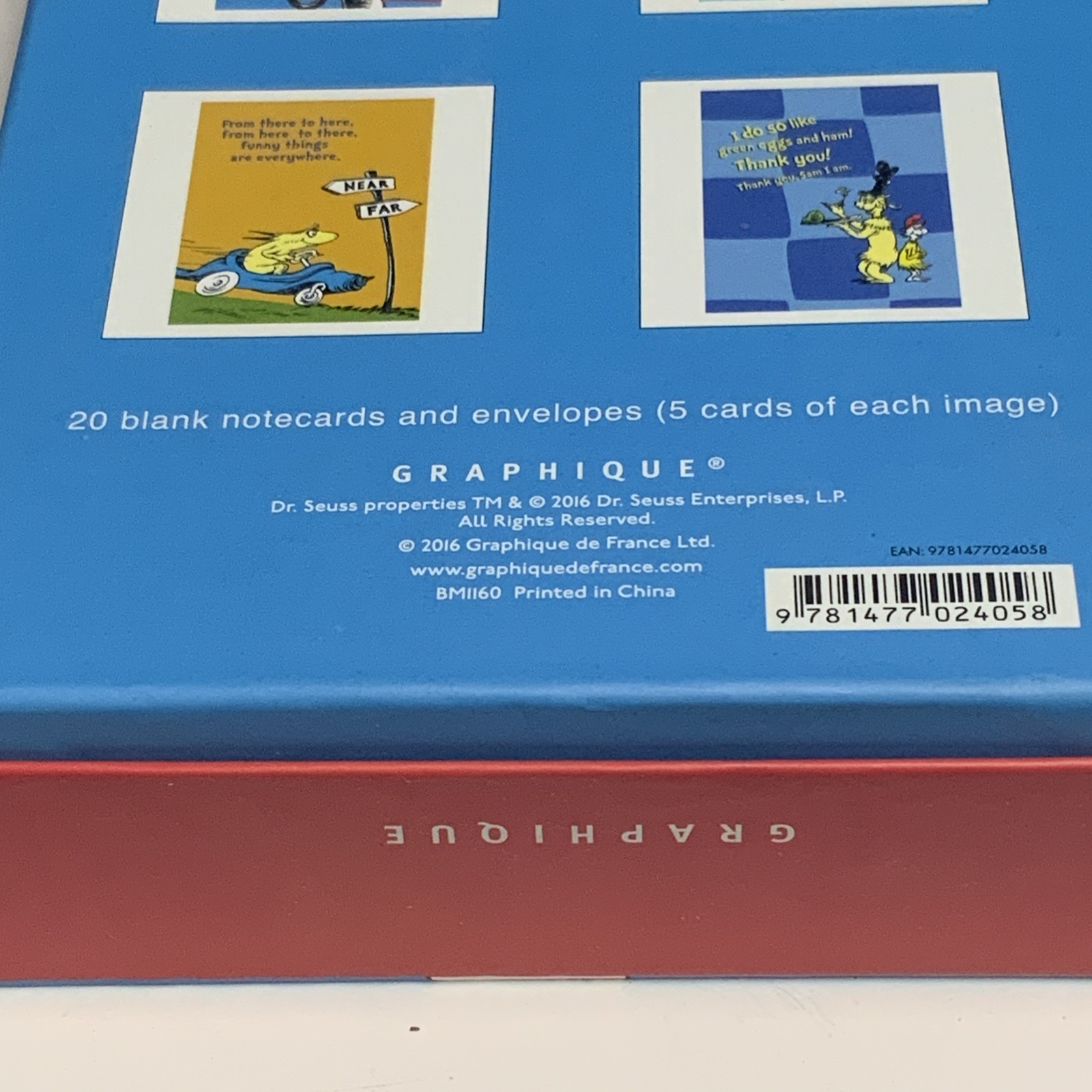 Dr. Seuss Box of 20 Notecards w/Envelopes 4 Designs NIB Graphique de France