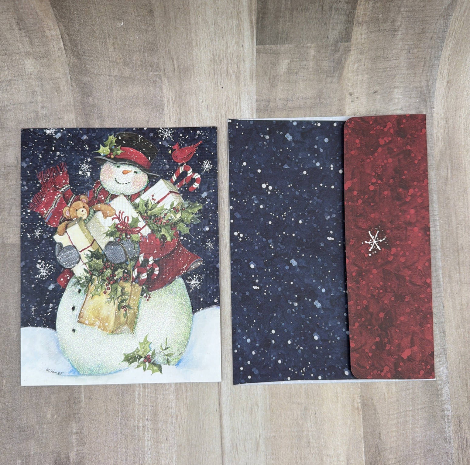 LANG Susan Winget “Snowman Gifts” 10 Cards 12 Env 5 3/8 x 6 7/8 Birds Snow BOX
