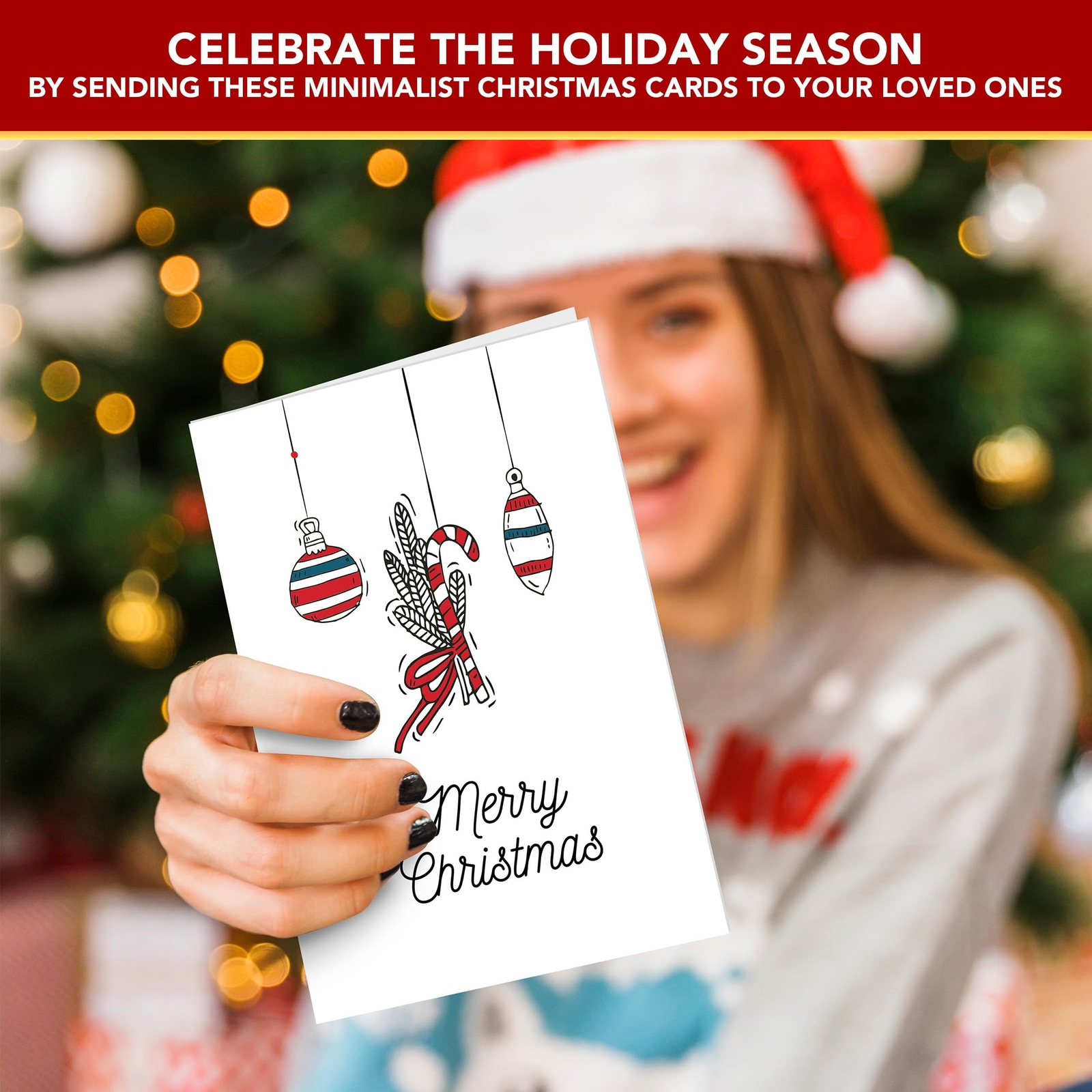 Decorably 16 Pack Minimalist Assorted Christmas Cards With Envelopes and Stic…