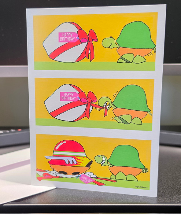 Birthday Card w Envelope Adult Humor Funny Bday Turtle Race Shell