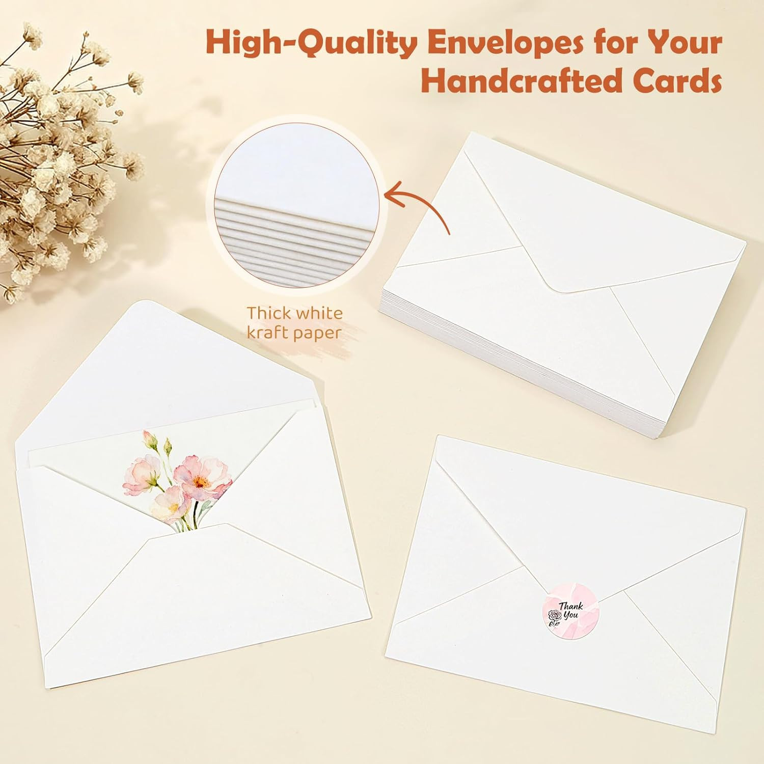 24 Sets Pre-Scored Folded Watercolor Cards with Envelopes & Seals – 4 X 6 Inches