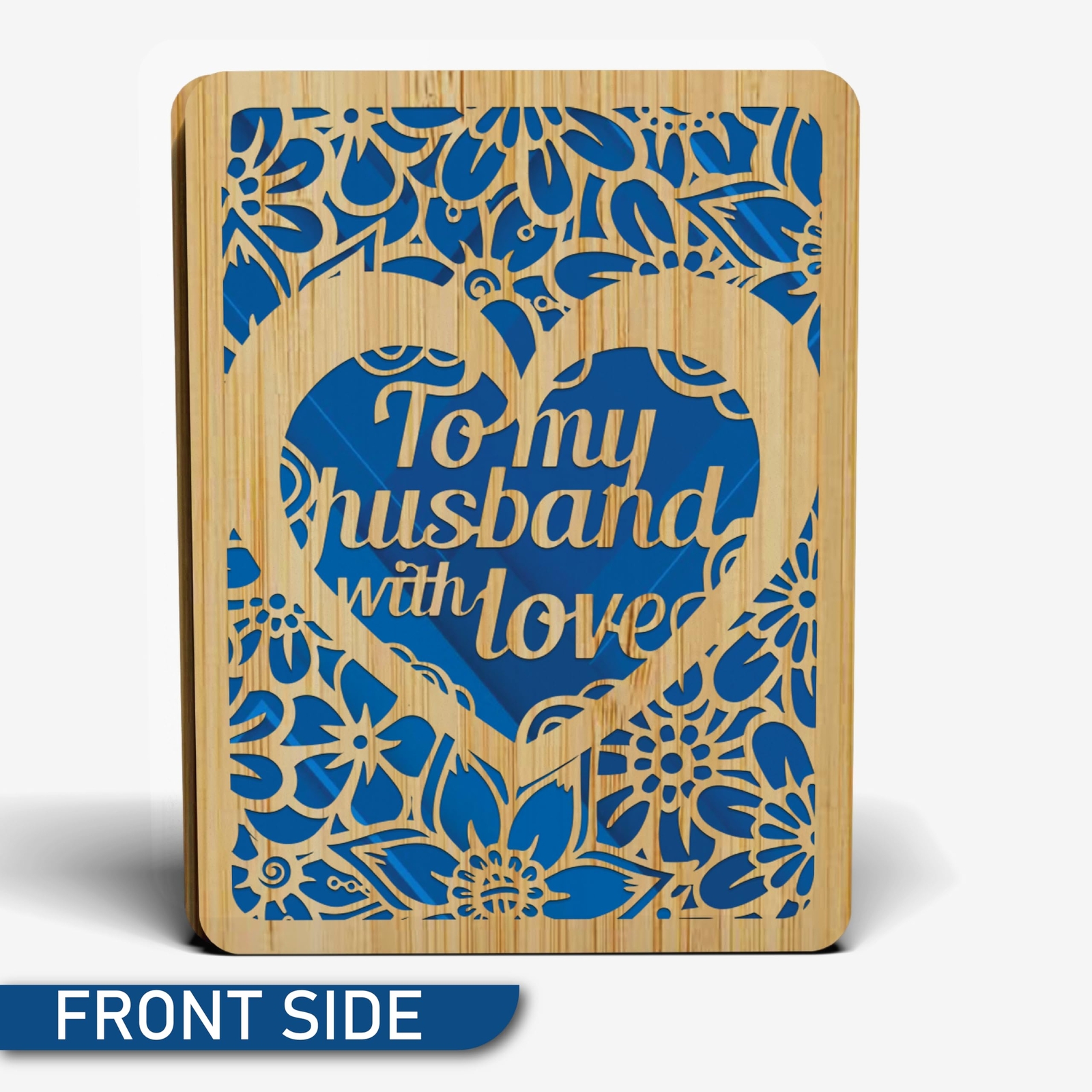 FLORALTHEMED BAMBOO WEDDING ANNIVERSARY CARD FOR HUSBAND | LASER CUT WOOD ANNIVE