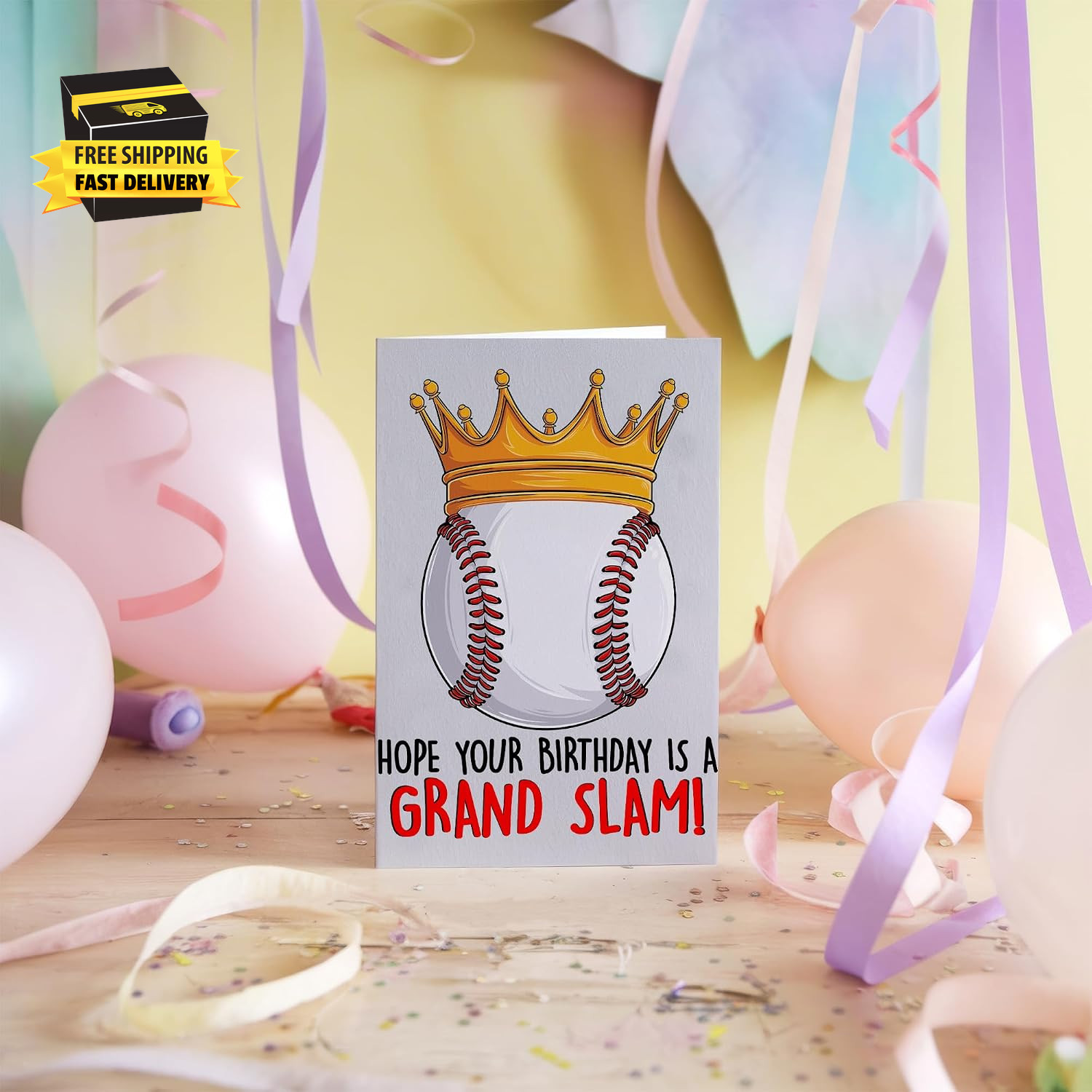 Baseball Birthday Card – Hope Your Birthday Is a Grand Slam Card – Sports Bday C