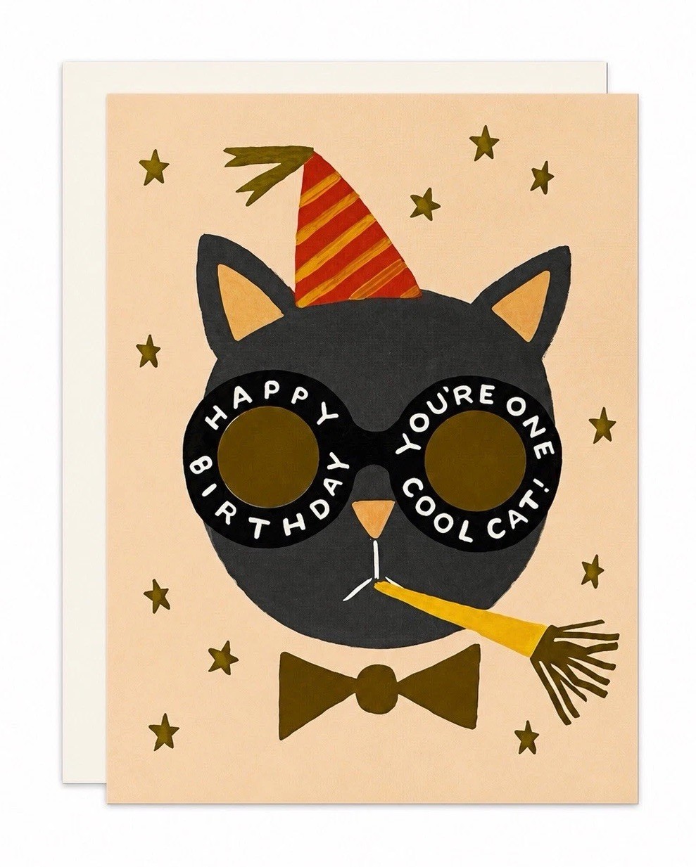 RIFLE PAPER CO One Cool Cat Birthday Card, Folded Blank A2 Card & Envelope
