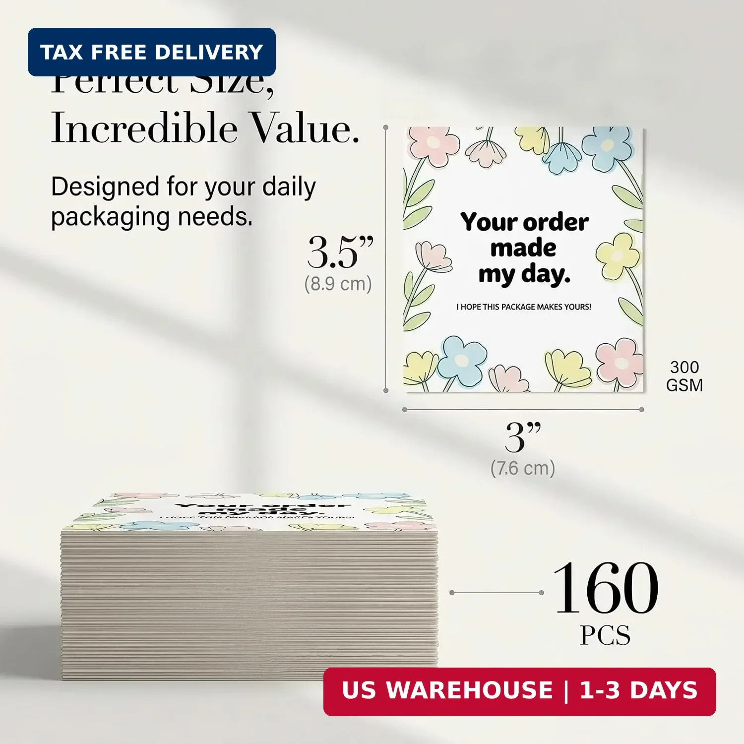 160Pcs Thank You Cards Small Business, Floral Design Packaging Supplies Your Ord