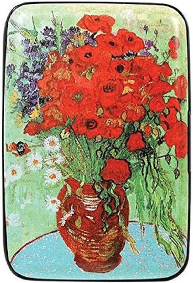 Van Gogh Poppy Vase RFID Secure Data Theft Protection Credit Card Armored Wallet
