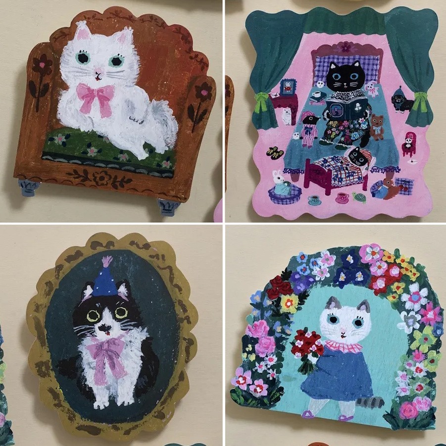 Yumi Kitagishi Die-Cut Cards(Set 4) Postcards E & F(Set 6) Sketchbook JAPAN NEW