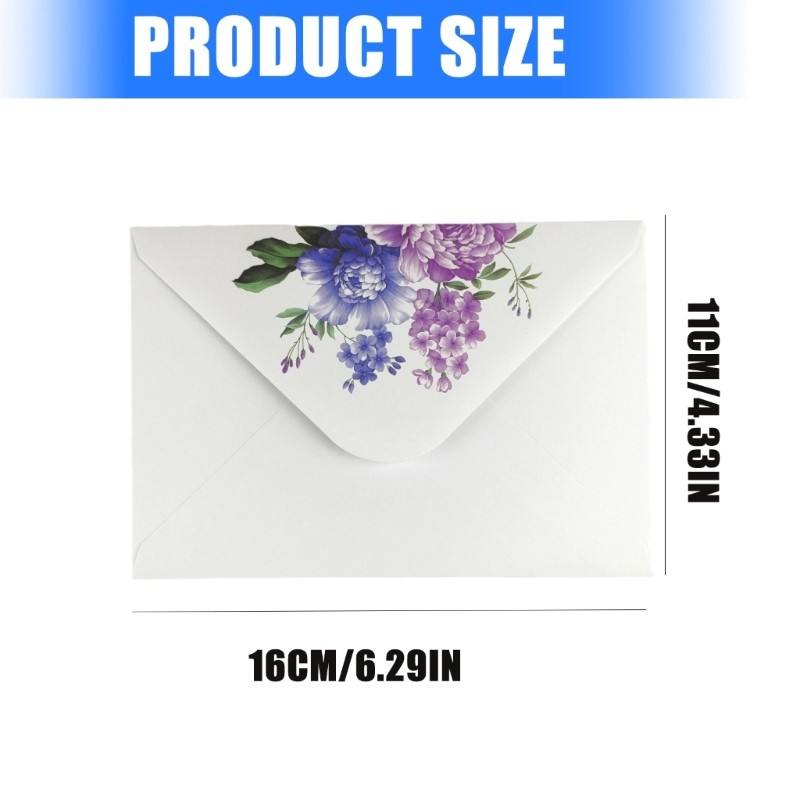 100 Pieces White Floral Pattern Envelopes High Quality Paper for Special