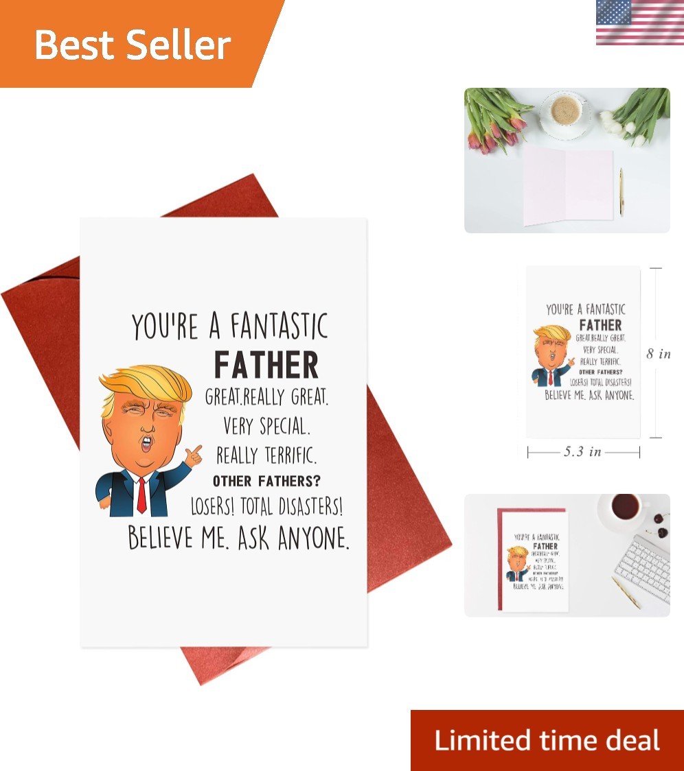 Comic Style Father’s Day Card – Funny, Modern Design for Dads – 8 x 5.3 Inch