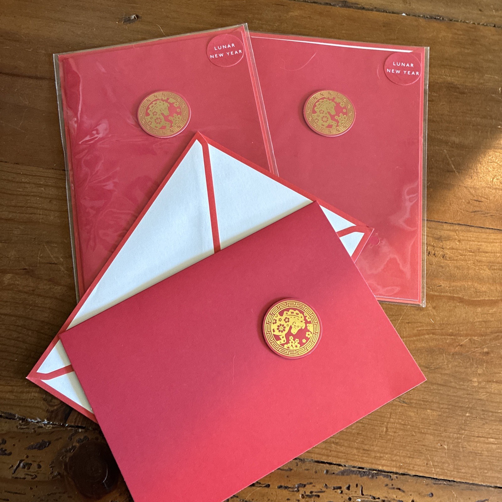 LUNAR NEW YEAR CARDS / Quantity 3 / Greeting Inside, Happy New Year