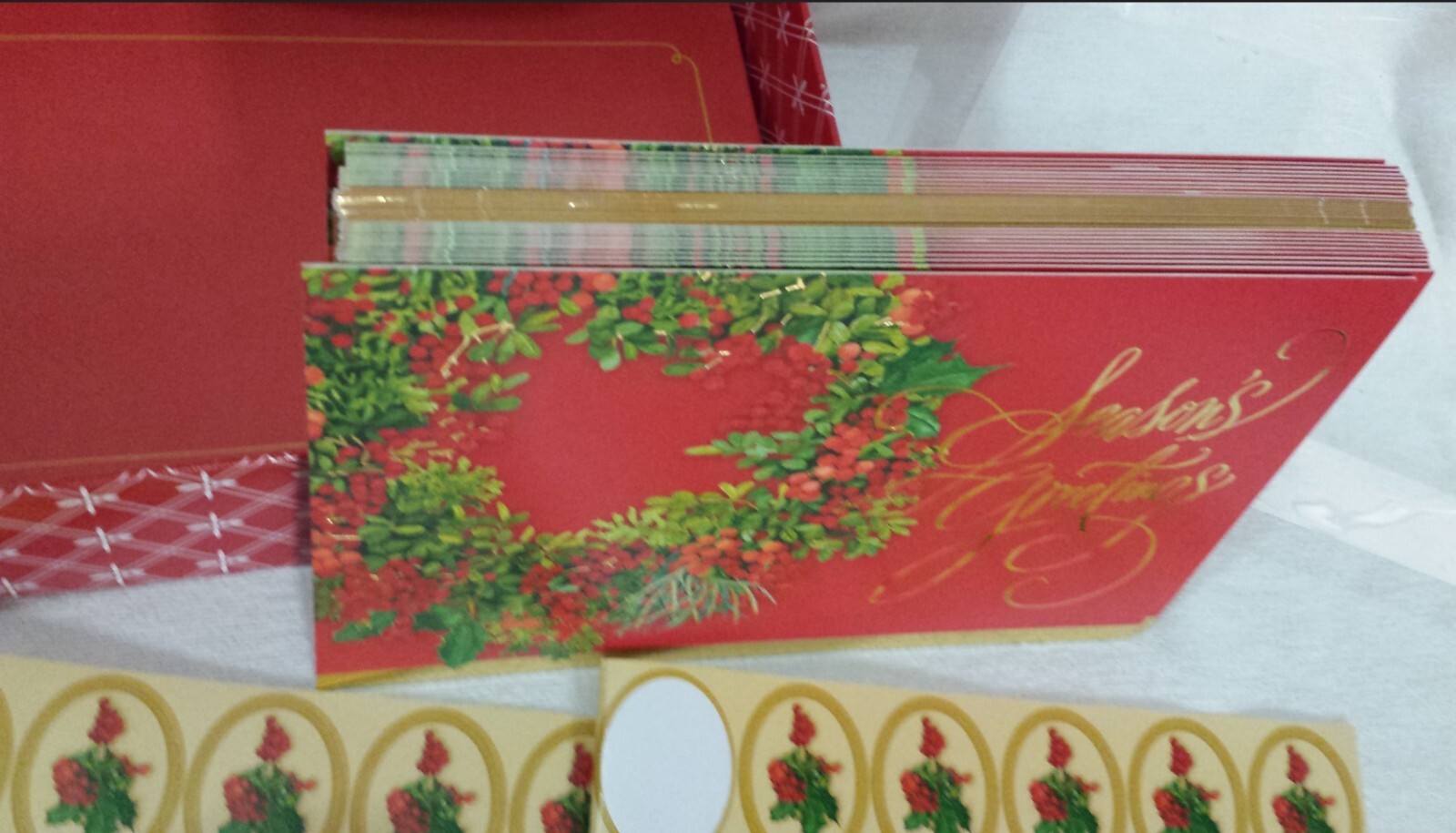 Christmas Greeting Cards w/ Envelopes+ Seasons Greetings Partial Box Lot/30