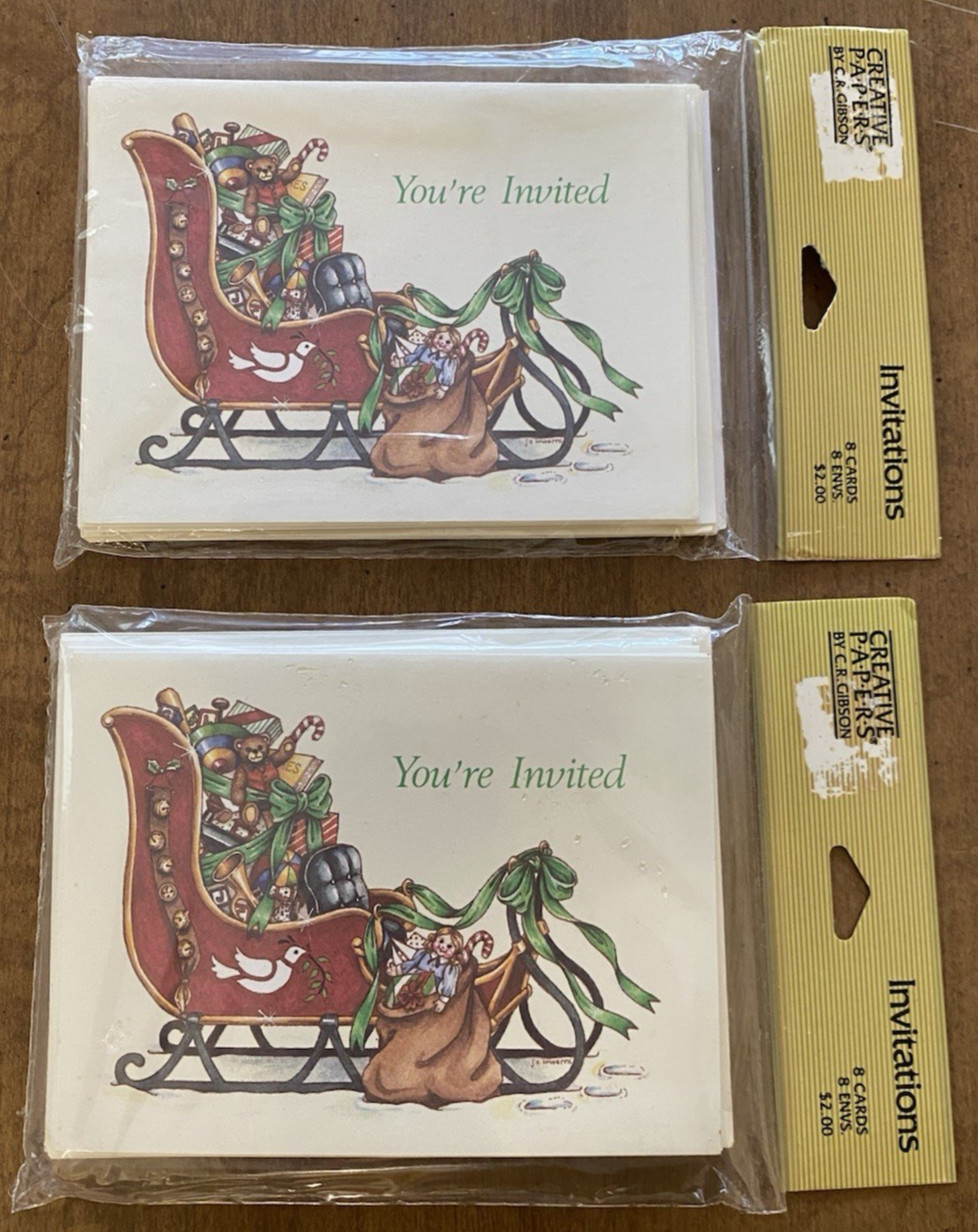 Christmas Invitations Creative Papers by C.R. Gibson Holiday Sleigh, 2 pkgs of 8